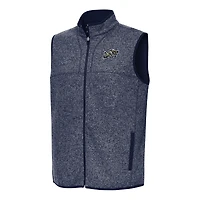 Men's Antigua Heather Navy Navy Midshipmen Fortune Full-Zip Vest