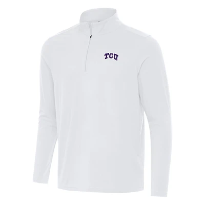 Men's Antigua White TCU Horned Frogs Intent Quarter-Zip Top