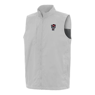 Men's Antigua  Gray NC State Wolfpack Brisk Full-Zip Vest