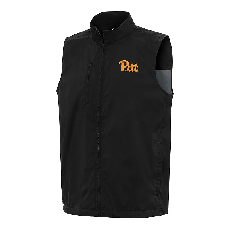 Men's Antigua  Black Pitt Panthers Brisk Full-Zip Vest