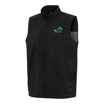 Men's Antigua  Black Tulane Green Wave Brisk Full-Zip Vest