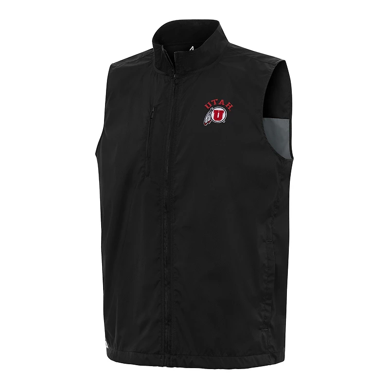 Men's Antigua  Black Utah Utes Brisk Full-Zip Vest