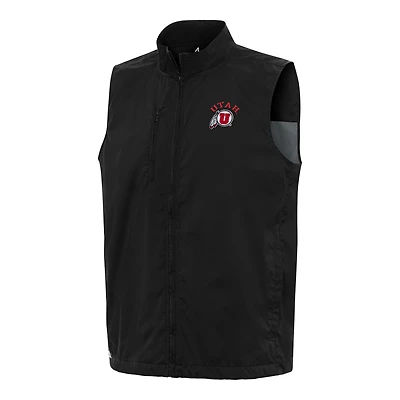 Men's Antigua  Black Utah Utes Brisk Full-Zip Vest