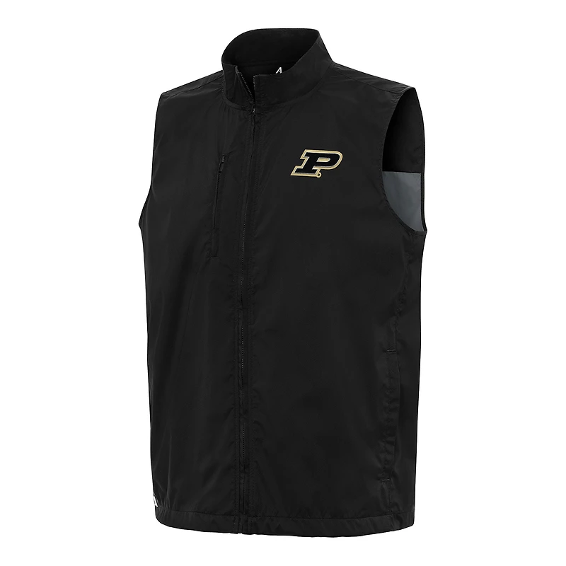 Men's Antigua  Black Purdue Boilermakers Brisk Full-Zip Vest