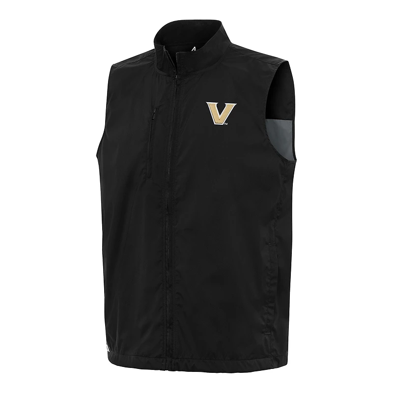 Men's Antigua  Black Vanderbilt Commodores Brisk Full-Zip Vest