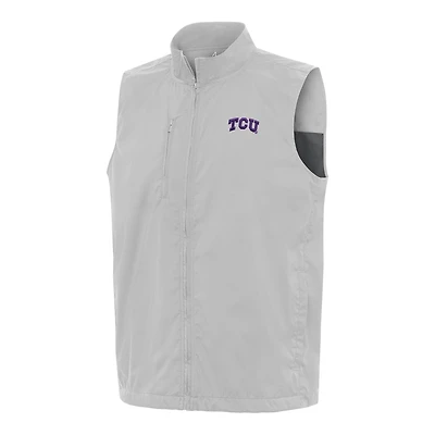 Men's Antigua  Gray TCU Horned Frogs Brisk Full-Zip Vest