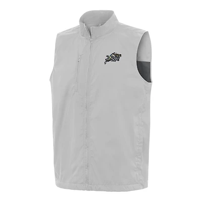 Men's Antigua  Gray Navy Midshipmen Brisk Full-Zip Vest