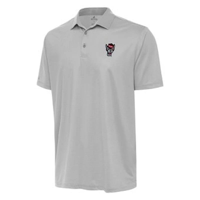 Men's Antigua Gray/White NC State Wolfpack Rings Polo