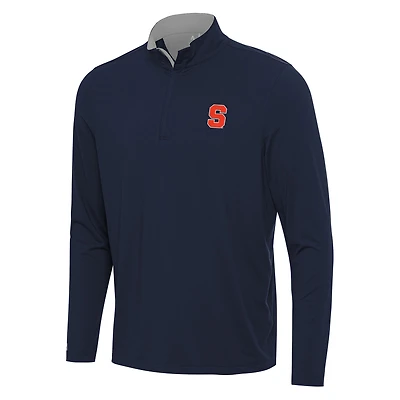 Men's Antigua Navy/Gray Syracuse Orange Content Quarter-Zip Pullover Top
