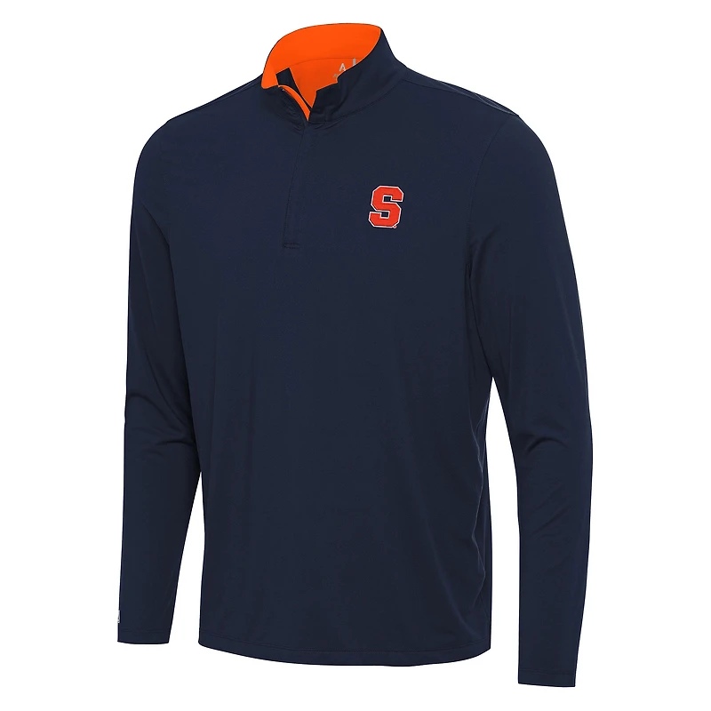 Men's Antigua Navy/Orange Syracuse Orange Content Quarter-Zip Pullover Top