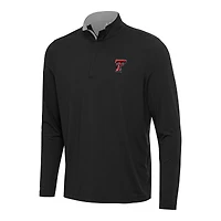 Men's Antigua Black/Gray Texas Tech Red Raiders Content Quarter-Zip Pullover Top