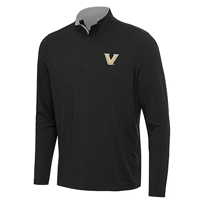 Men's Antigua Black/Gray Vanderbilt Commodores Content Quarter-Zip Pullover Top