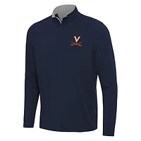 Men's Antigua Navy/Gray Virginia Cavaliers Content Quarter-Zip Pullover Top