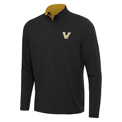 Men's Antigua Black/Gold Vanderbilt Commodores Content Quarter-Zip Pullover Top