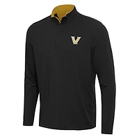 Men's Antigua Black/Gold Vanderbilt Commodores Content Quarter-Zip Pullover Top