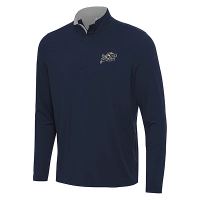 Men's Antigua Navy/Gray Navy Midshipmen Content Quarter-Zip Pullover Top