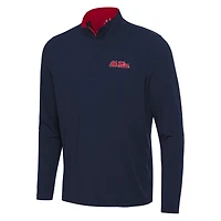 Men's Antigua Navy/Red Ole Miss Rebels Content Quarter-Zip Pullover Top