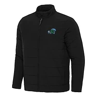Men's Antigua Black Tulane Green Wave Swelter Full-Zip Puffer Jacket