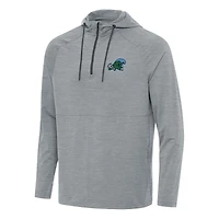 Men's Antigua Heather Gray Tulane Green Wave Spikes Raglan Quarter-Zip Hoodie