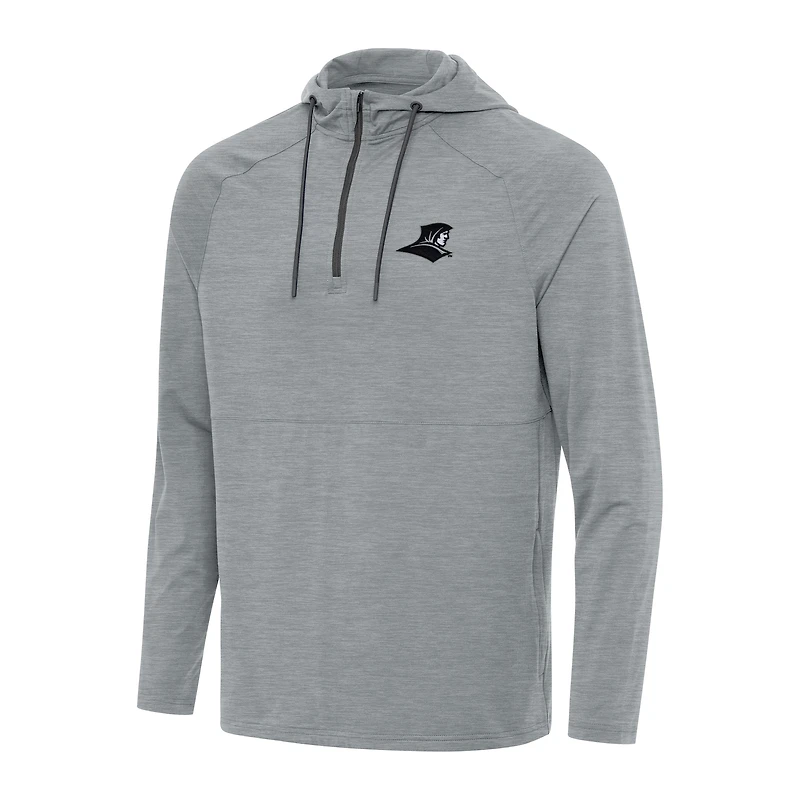 Men's Antigua Heather Gray Providence Friars Spikes Raglan Quarter-Zip Hoodie