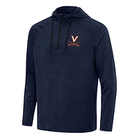 Men's Antigua Heather Navy Virginia Cavaliers Spikes Raglan Quarter-Zip Hoodie