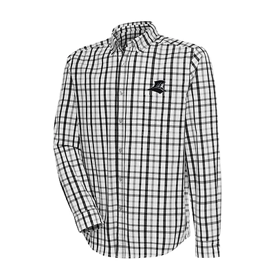 Men's Antigua  Black/Gray Providence Friars Tending Tri-Blend Button-Down Long Sleeve Shirt