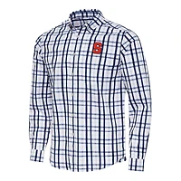 Men's Antigua  Navy/Gray Syracuse Orange Tending Tri-Blend Button-Down Long Sleeve Shirt