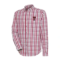 Men's Antigua Red/Gray Texas Tech Red Raiders Tending Tri-Blend Button-Down Long Sleeve Shirt