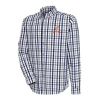 Men's Antigua  Navy/Gray Virginia Cavaliers Tending Tri-Blend Button-Down Long Sleeve Shirt
