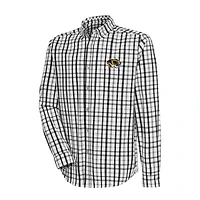 Men's Antigua  Black/Gray Missouri Tigers Tending Tri-Blend Button-Down Long Sleeve Shirt