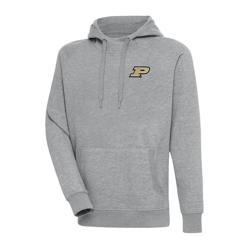 Men's Antigua Heather Gray Purdue Boilermakers Big & Tall Victory Raglan Pullover Hoodie