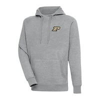 Men's Antigua Heather Gray Purdue Boilermakers Big & Tall Victory Raglan Pullover Hoodie