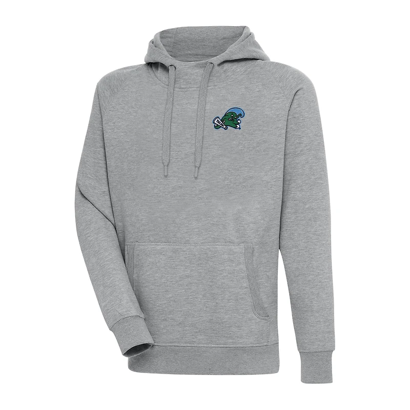 Men's Antigua Heather Gray Tulane Green Wave Big & Tall Victory Raglan Pullover Hoodie