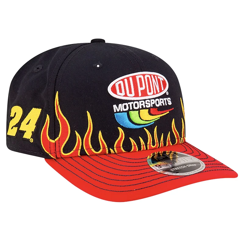 Men's New Era Black/Scarlet Jeff Gordon DuPont Flames 9SEVENTY Stretch-Snap Hat