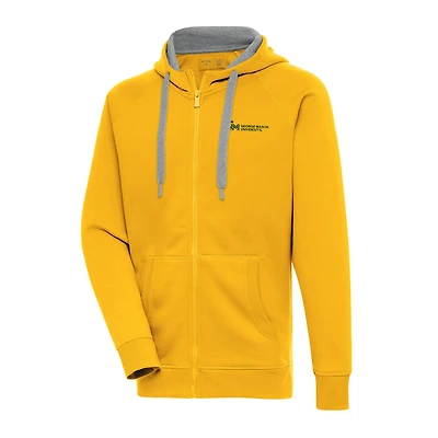 Men's Antigua Gold George Mason Patriots Victory Raglan Full-Zip Hoodie Jacket