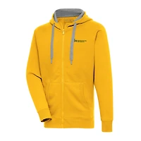 Men's Antigua Gold George Mason Patriots Victory Raglan Full-Zip Hoodie Jacket