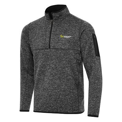 Men's Antigua Heather Black George Mason Patriots Fortune Quarter-Zip Sweatshirt