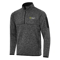 Men's Antigua Heather Black George Mason Patriots Fortune Quarter-Zip Sweatshirt