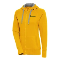 Women's Antigua Gold George Mason Patriots Victory Raglan Full-Zip Hoodie Jacket