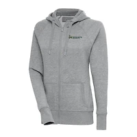 Women's Antigua Heather Gray George Mason Patriots Victory Raglan Full-Zip Hoodie Jacket