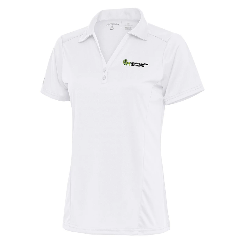 Women's Antigua White George Mason Patriots Tribute Polo