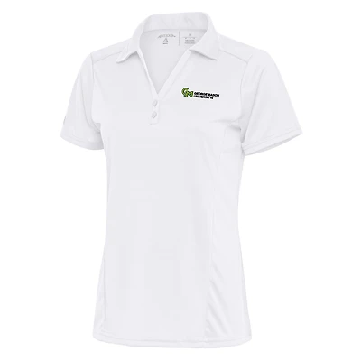 Women's Antigua White George Mason Patriots Tribute Polo