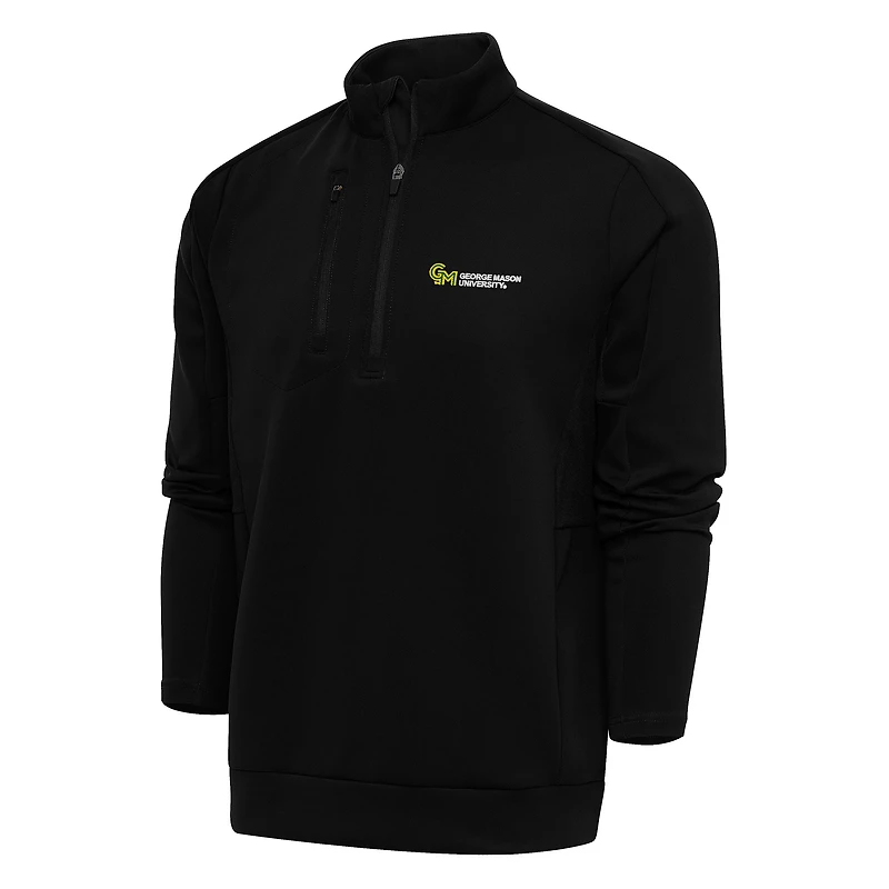 Men's Antigua Black George Mason Patriots Generation Quarter-Zip Top