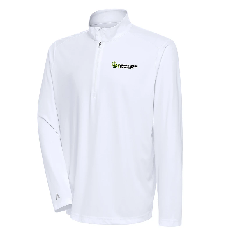 Men's Antigua  White George Mason Patriots Tribute Quarter-Zip Top