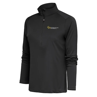 Women's Antigua Charcoal George Mason Patriots Tribute Half-Zip Top
