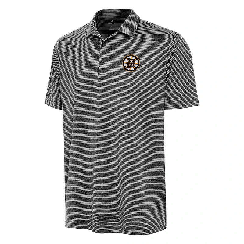 Men's Antigua  Heather Black Boston Bruins Scheme Polo