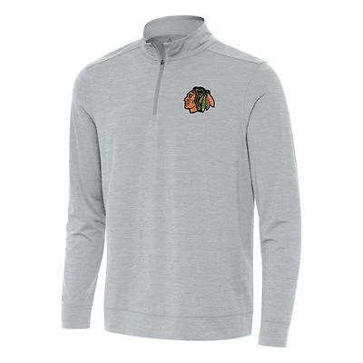 Men's Antigua Heather Gray Chicago Blackhawks Bright Quarter-Zip Top
