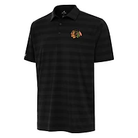Men's Antigua Black Chicago Blackhawks Tunnel Polo