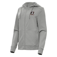 Women's Antigua Heather Gray Anaheim Ducks Seeker Full-Zip Hoodie