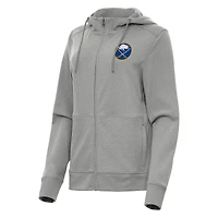 Women's Antigua Heather Gray Buffalo Sabres Seeker Full-Zip Hoodie